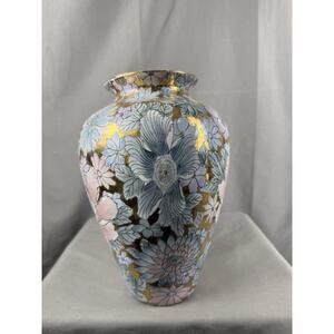 Vintage Toyo Golden Peony Flower Vase Gold Accent Hand painted Porcelain Vase